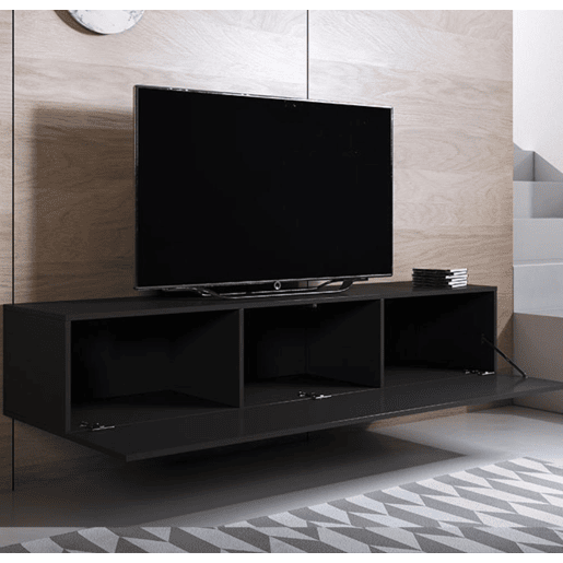 Móvel de sala Sala de estar e jantar Preto 160x40x166 2 portas LED Luke 6 Muebles Bonitos