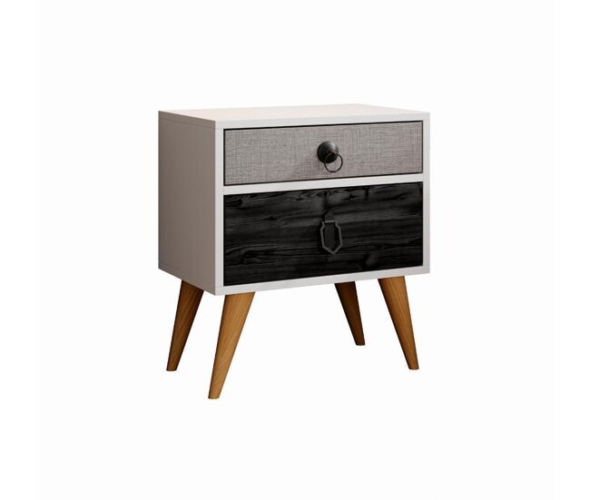 Mesita de noche Dormitorio Multicolor 45x29,5x52,5 2 cajones Leticia Muebles Bonitos