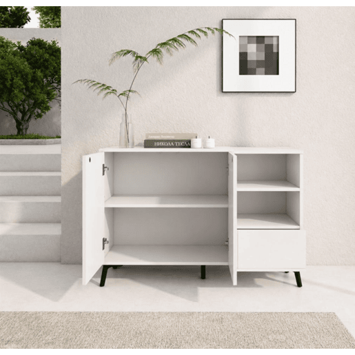 Aparador Sala de estar e jantar Branco 110x35x73,5 2 portas 1 gaveta Iris Muebles Bonitos Aparador Sala de estar e jantar Branco 110x35x73,5 2 portas 1 gaveta Iris Muebles Bonitos