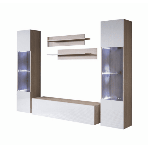 Móvel de sala Sala de estar e jantar SonomaBranco 260x40x165 3 portas LED Luke 9 Muebles Bonitos Móvel de sala Sala de estar e jantar SonomaBranco 260x40x165 3 portas LED Luke 9 Muebles Bonitos