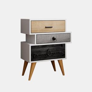 Mesa de cabeceira Quarto de dormir Multicolorido 52x29,5x68 3 gavetas Leticia Muebles Bonitos