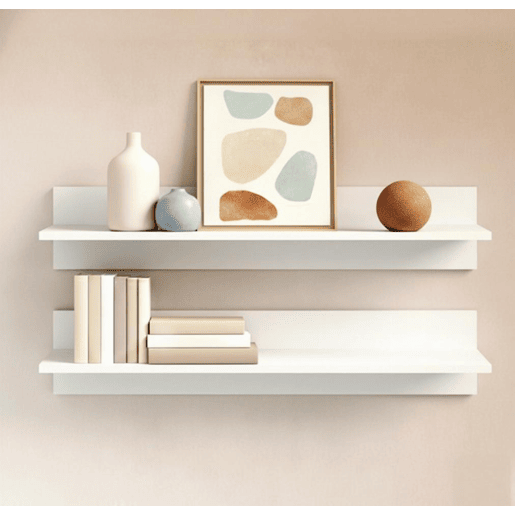 Conjunto 2 Prateleiras Sala de estar e jantar Branco 100x20x20 Nora Muebles Bonitos Conjunto 2 Prateleiras Sala de estar e jantar Branco 100x20x20 Nora Muebles Bonitos