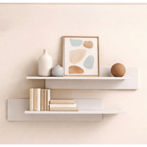 Conjunto 2 Prateleiras Sala de estar e jantar Branco 100x20x20 Nora Muebles Bonitos Conjunto 2 Prateleiras Sala de estar e jantar Branco 100x20x20 Nora Muebles Bonitos
