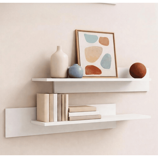 Conjunto 2 Prateleiras Sala de estar e jantar Branco 100x20x20 Nora Muebles Bonitos Conjunto 2 Prateleiras Sala de estar e jantar Branco 100x20x20 Nora Muebles Bonitos