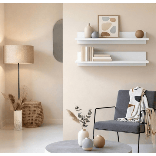 Conjunto 2 Prateleiras Sala de estar e jantar Branco 100x20x20 Nora Muebles Bonitos Conjunto 2 Prateleiras Sala de estar e jantar Branco 100x20x20 Nora Muebles Bonitos