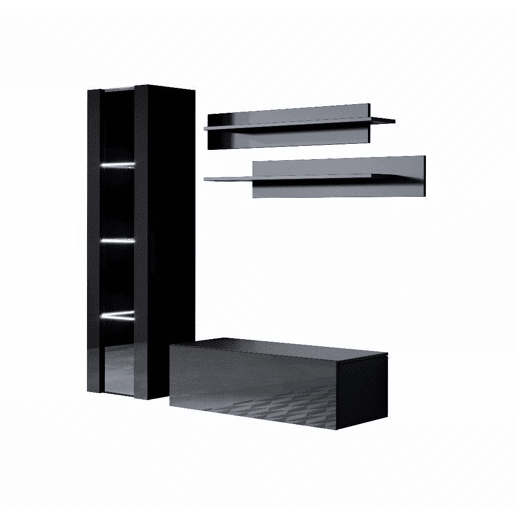 Móvel de sala Sala de estar e jantar Preto 150x40x165 2 portas LED Luke 2 Muebles Bonitos