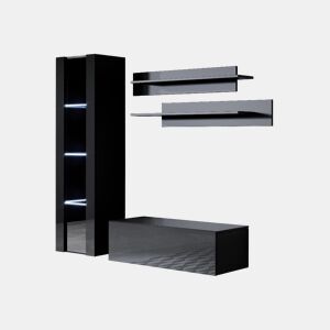 Móvel de sala Sala de estar e jantar Preto 150x40x165 2 portas LED Luke 2 Muebles Bonitos