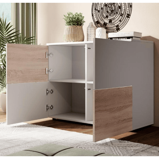 Aparador Sala de estar e jantar BrancoSonoma 90x34x68 2 portas Zoel Muebles Bonitos