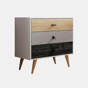 Cómoda Quarto de dormir Multicolorido 80x39,5x78,8 3 gavetas Leticia Muebles Bonitos