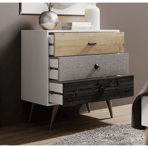 Cómoda Quarto de dormir Multicolorido 80x39,5x78,8 3 gavetas Leticia Muebles Bonitos Cómoda Quarto de dormir Multicolorido 80x39,5x78,8 3 gavetas Leticia Muebles Bonitos