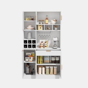 Armário de cozinha de painel de partículas com 6 portas e 1 gaveta,branco