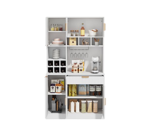 Armario de cocina de panel de partículas con 6 puertas y 1 cajón,blanco