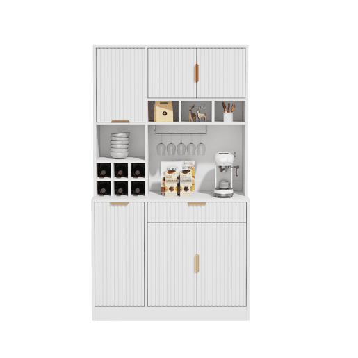 Armário de cozinha de painel de partículas com 6 portas e 1 gaveta,branco