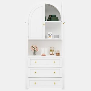 Armário de cozinha de mdf com 2 portas e 3 gavetas,branco