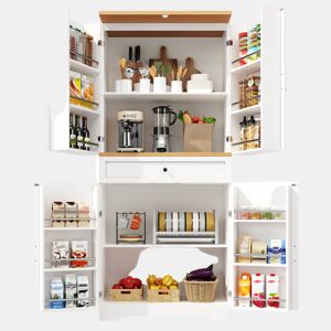 Armário de cozinha de mdf com 4 portas e 1 gaveta,branco+madeira