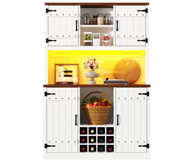 Armario de cocina de mdf con 4 puertas y luz led,blanco