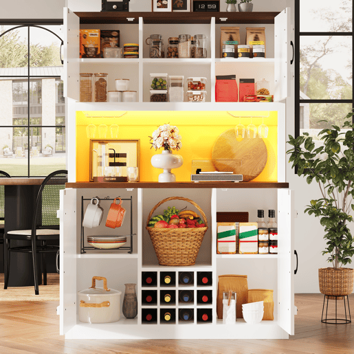 Armário de cozinha de mdf com 4 portas e luz led,branco Armário de cozinha de mdf com 4 portas e luz led,branco