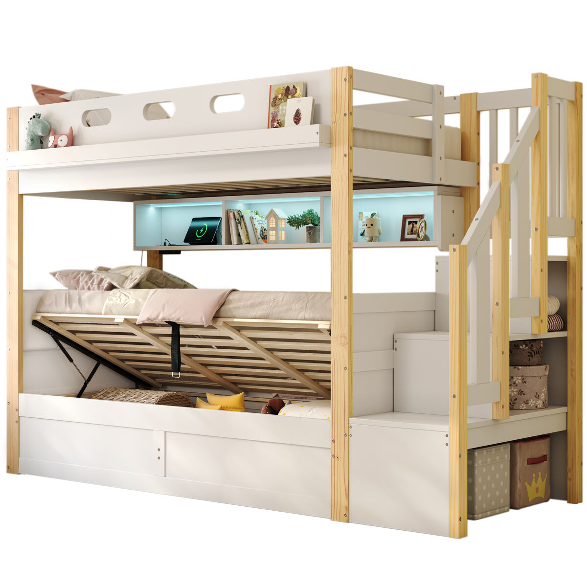 Litera infantil de madera de pino
