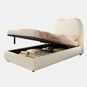 Cama de criança,cama de solteiro de veludo 90x200 cm com armazenamento,bege