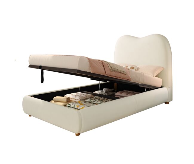 Cama infantil,cama individual de terciopelo 90x200 cm con almacenaje,beige