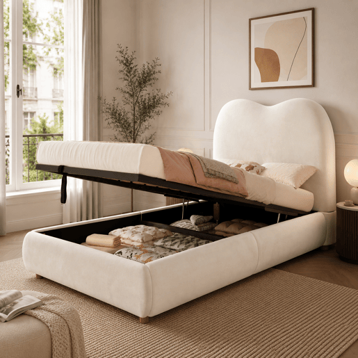 Cama de criança,cama de solteiro de veludo 90x200 cm com armazenamento,bege