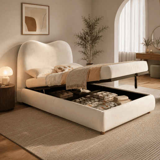 Cama de criança,cama de solteiro de veludo 90x200 cm com armazenamento,bege