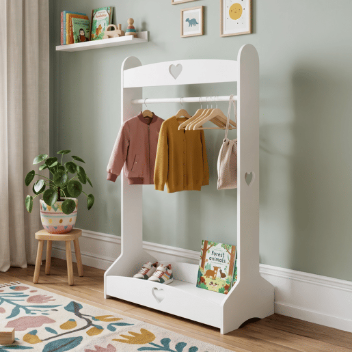 Bengaleiro infantil Haandsvanssad con compartimento aberto126x73x43cm Branco en.casa Bengaleiro infantil Haandsvanssad con compartimento aberto126x73x43cm Branco en.casa