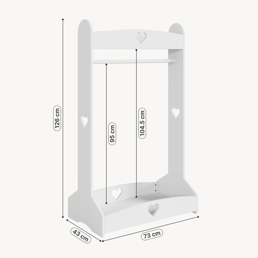 Bengaleiro infantil Haandsvanssad con compartimento aberto126x73x43cm Branco en.casa Bengaleiro infantil Haandsvanssad con compartimento aberto126x73x43cm Branco en.casa