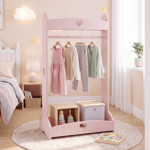 Bengaleiro infantil Haandsvanssad con compartimento aberto126x73x43cm Rosa en.casa