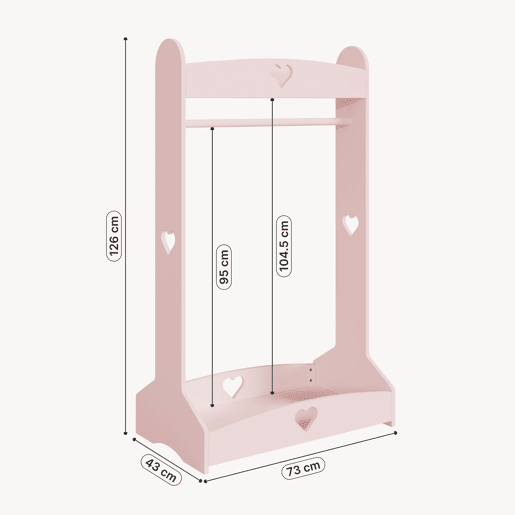 Bengaleiro infantil Haandsvanssad con compartimento aberto126x73x43cm Rosa en.casa