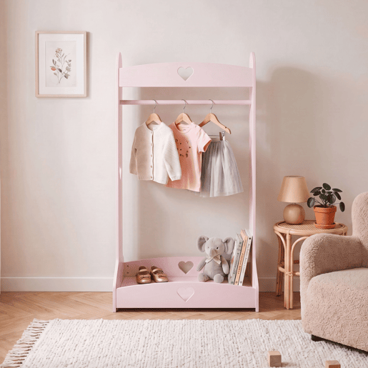 Bengaleiro infantil Haandsvanssad con compartimento aberto126x73x43cm Rosa en.casa