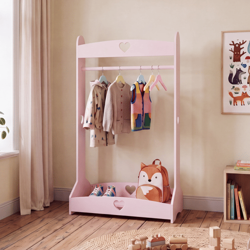 Bengaleiro infantil Haandsvanssad con compartimento aberto126x73x43cm Rosa en.casa