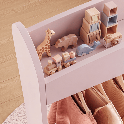 Bengaleiro infantil Haandsvanssad con compartimento aberto126x73x43cm Rosa en.casa