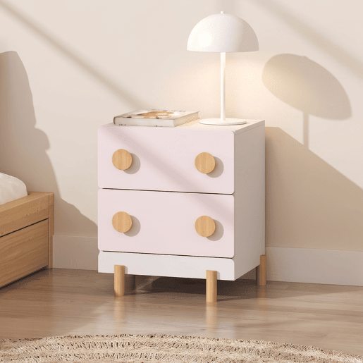 Mesa de cabeceira infantil Vaarentaa 2 gavetas 47x40x35 cm BrancoCotton Candy en.casa