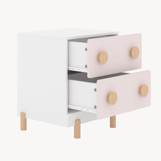 Mesa de cabeceira infantil Vaarentaa 2 gavetas 47x40x35 cm BrancoCotton Candy en.casa