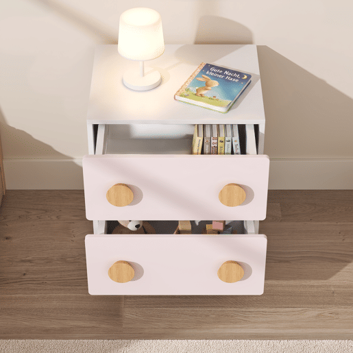 Mesa de cabeceira infantil Vaarentaa 2 gavetas 47x40x35 cm BrancoCotton Candy en.casa Mesa de cabeceira infantil Vaarentaa 2 gavetas 47x40x35 cm BrancoCotton Candy en.casa