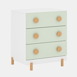 Cómoda infantil Vaarentaa com 3 gavetas 55x41x66 cm BrancoVerde menta en.casa