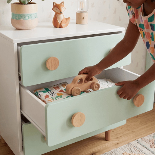 Cómoda infantil Vaarentaa com 3 gavetas 55x41x66 cm BrancoVerde menta en.casa Cómoda infantil Vaarentaa com 3 gavetas 55x41x66 cm BrancoVerde menta en.casa