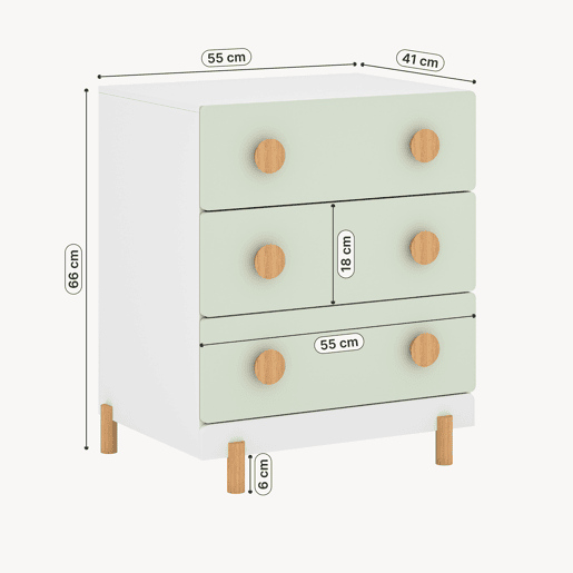 Cómoda infantil Vaarentaa com 3 gavetas 55x41x66 cm BrancoVerde menta en.casa Cómoda infantil Vaarentaa com 3 gavetas 55x41x66 cm BrancoVerde menta en.casa