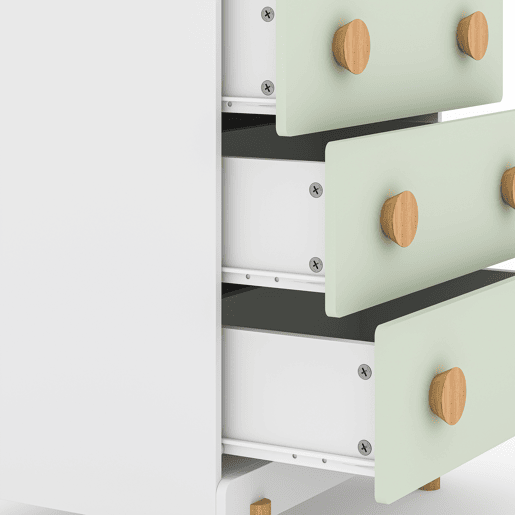 Cómoda infantil Vaarentaa com 3 gavetas 55x41x66 cm BrancoVerde menta en.casa Cómoda infantil Vaarentaa com 3 gavetas 55x41x66 cm BrancoVerde menta en.casa