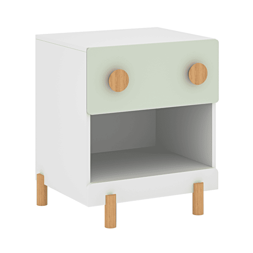 Mesa de cabeceira infantil Vaarentaa 2 gavetas + 1 compartimento 47x40x35 cm BrancoVerde en.casa