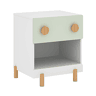 Mesa de cabeceira infantil Vaarentaa 2 gavetas + 1 compartimento 47x40x35 cm BrancoVerde en.casa