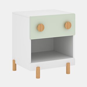 Mesa de cabeceira infantil Vaarentaa 2 gavetas + 1 compartimento 47x40x35 cm BrancoVerde en.casa