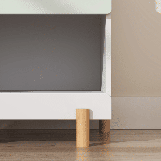 Mesa de cabeceira infantil Vaarentaa 2 gavetas + 1 compartimento 47x40x35 cm BrancoVerde en.casa