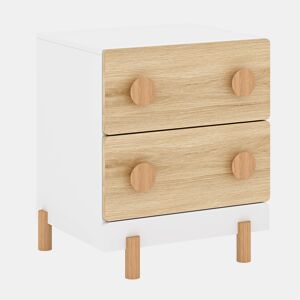 Mesa de cabeceira infantil Vaarentaa 2 gavetas 47x40x35 cm BrancoCarvalho en.casa