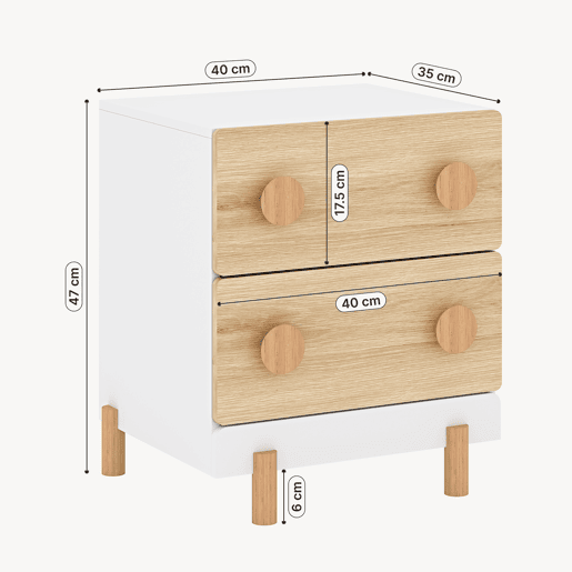 Mesa de cabeceira infantil Vaarentaa 2 gavetas 47x40x35 cm BrancoCarvalho en.casa Mesa de cabeceira infantil Vaarentaa 2 gavetas 47x40x35 cm BrancoCarvalho en.casa
