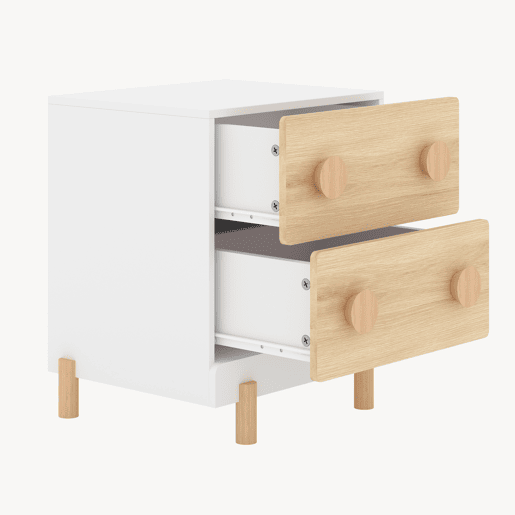 Mesa de cabeceira infantil Vaarentaa 2 gavetas 47x40x35 cm BrancoCarvalho en.casa Mesa de cabeceira infantil Vaarentaa 2 gavetas 47x40x35 cm BrancoCarvalho en.casa