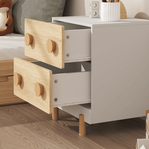 Mesa de cabeceira infantil Vaarentaa 2 gavetas 47x40x35 cm BrancoCarvalho en.casa Mesa de cabeceira infantil Vaarentaa 2 gavetas 47x40x35 cm BrancoCarvalho en.casa