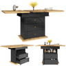 Mesa de jantar extensível retangular 110-140máx cm de mdf,preto+madeira