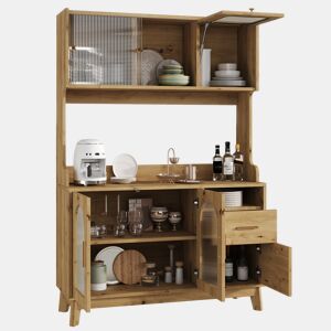 Armário de cozinha de painel de partículas com 6 portas e 1 gaveta,natural